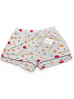 Emerson and Friends Bamboo Mom Pajama Shorts Baseball Print Size M NWT